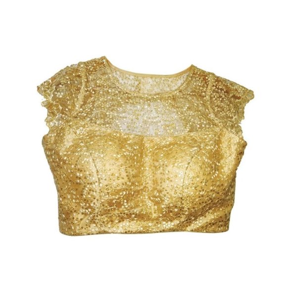 Gold Net sleeves Blouse - Picture 1 of 1
